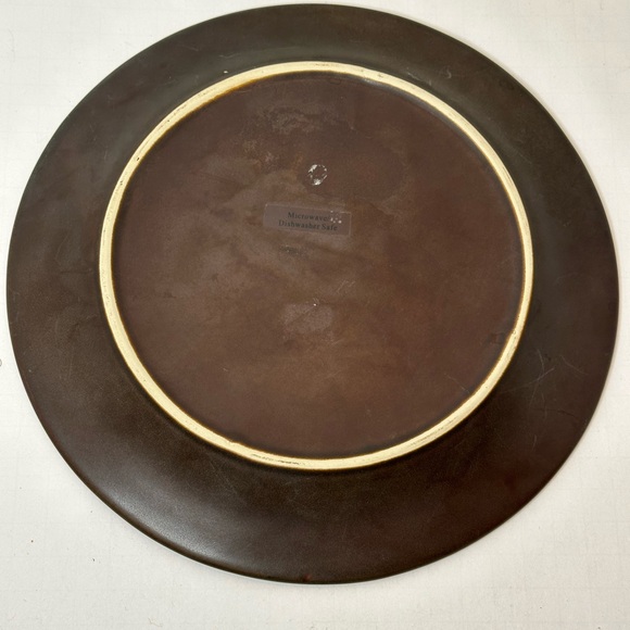 Seasons of Cannon Falls Embossed Brown Pinecone 10 inch Ceramic Plate - Picture 2 of 4